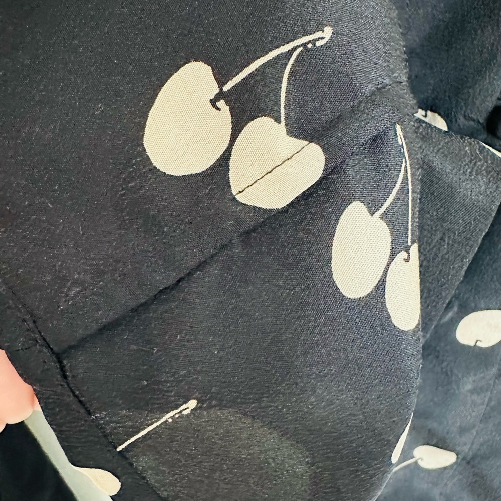 Rails Sloane Cherry Print Tie-Front 100% Silk Top… - image 6